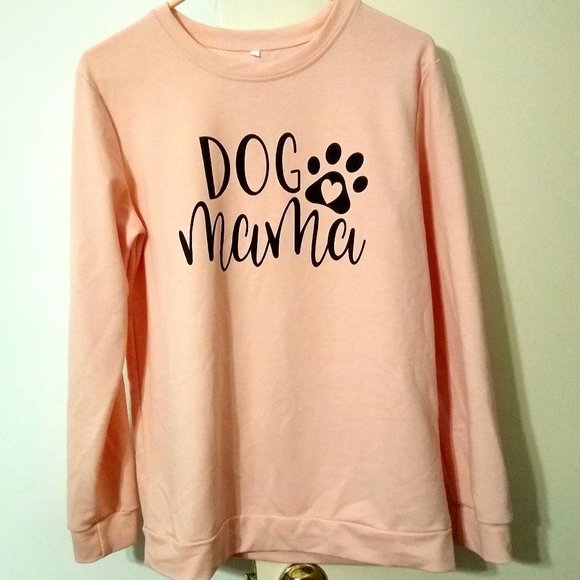 COPY - Handcrafted Pink Dog Mama Sweatshirt (Size:  Small) - Picture 1 of 2